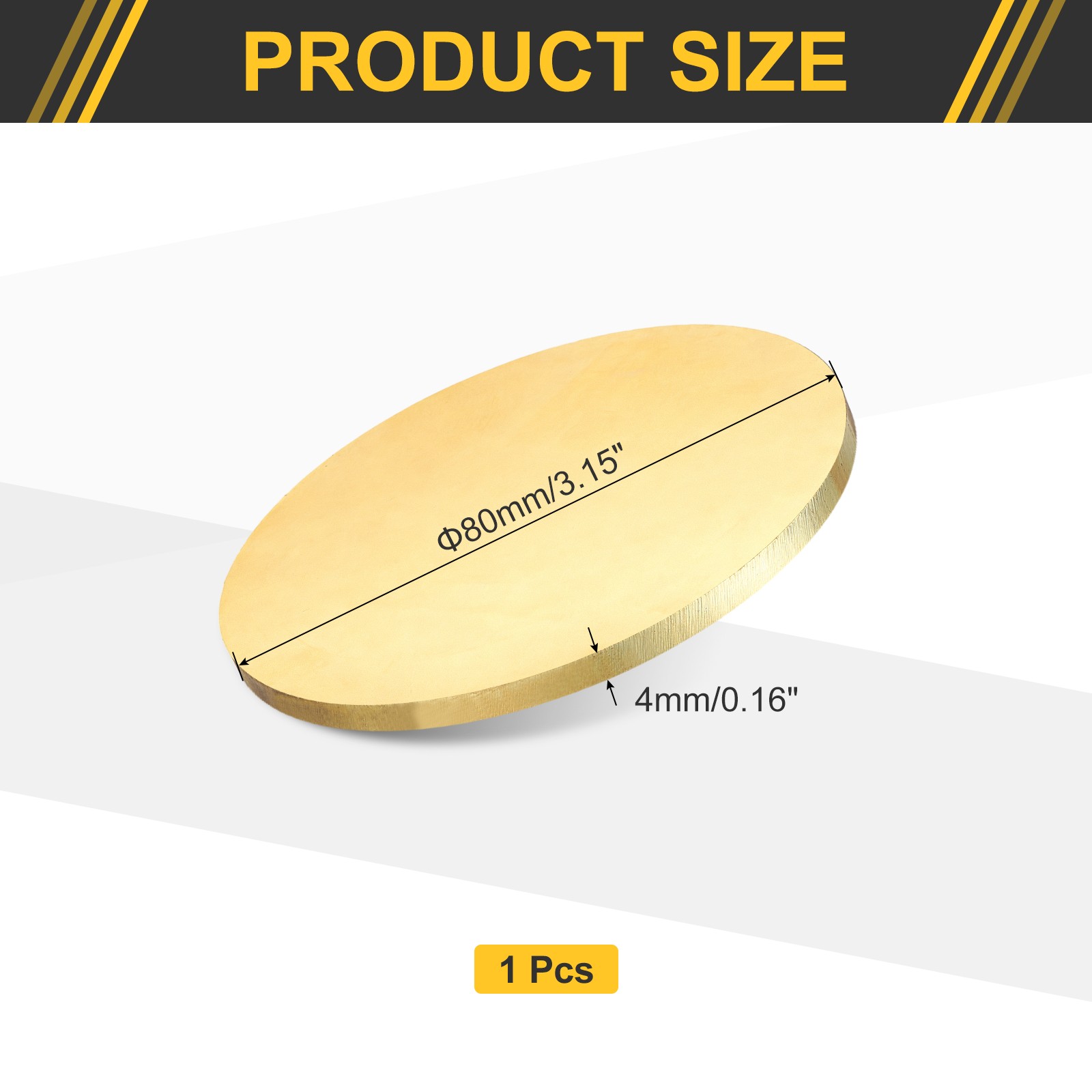 Brass Round Plate, 0.16″(4mm) Thick 3.15″(80mm) Dia H65 Brass Round Sheet