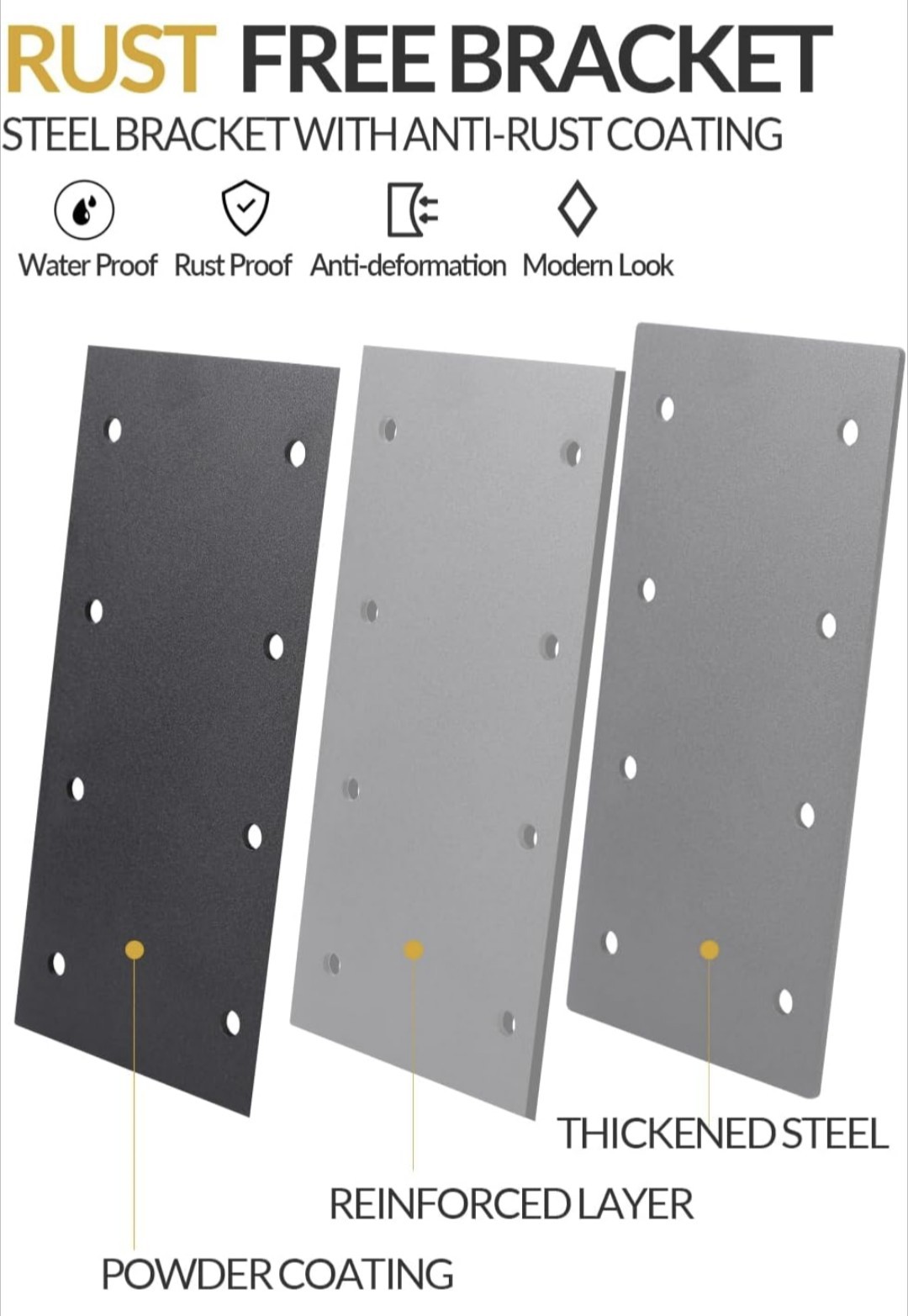 6 Pcs Heavy Duty Straight Mending Plate, 9.25″ x 4.5″ Flat Steel Bracket, 0.12″