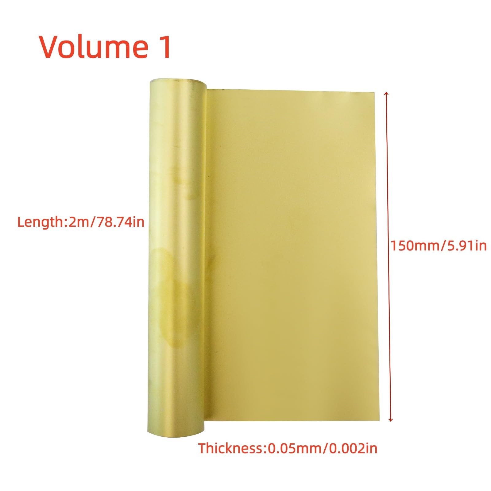Brass Sheet Roll Metal Foil Plate 2000x150mm 0.03mm Gold Strip Craft DIY
