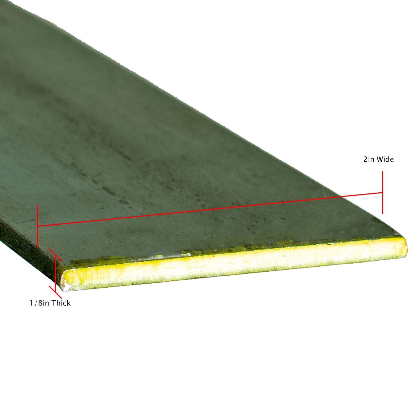 Solid Flat Bar Steel Plate – Hot Rolled Plain Metal Stock – 1/8” X 2” X 1FT
