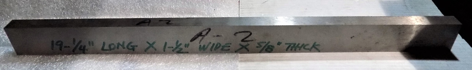 A2 Air Hardening Tool Steel Ground Flat, 19-1/4″ Long X 1-1/2″ Wide X 5/8″ Thick
