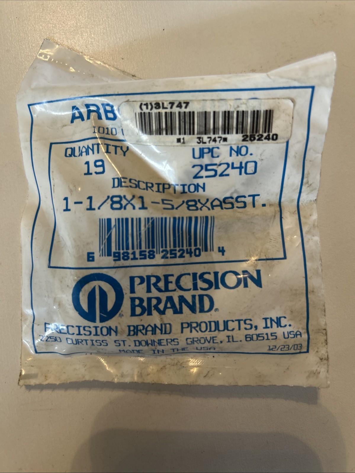 PRECISION BRAND 25460 Arbor Shim Assortment,19 pcs,Steel 3L755