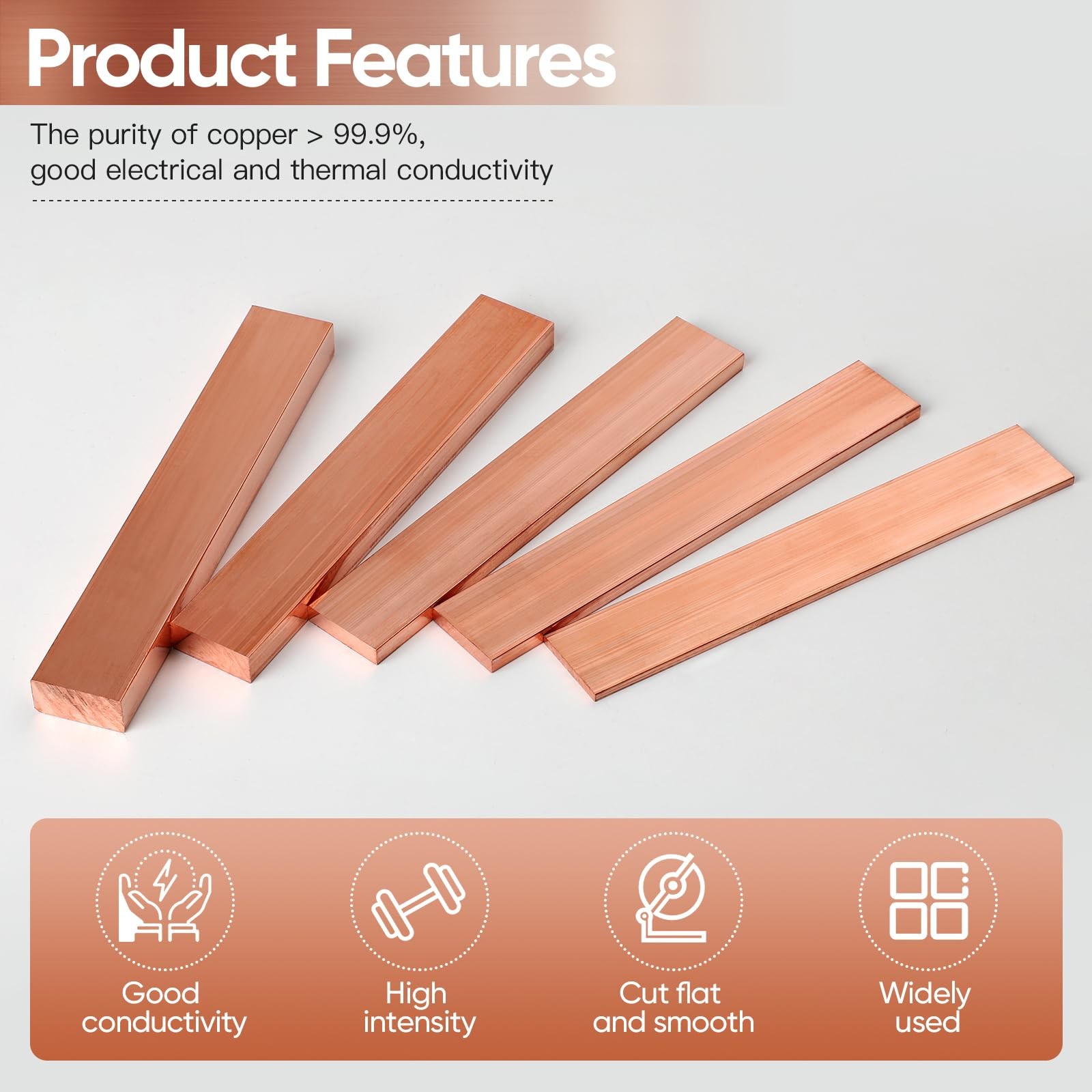 1/4 Inch Copper Flat Bar 1/4″ x 2″ x 6″ C11 Solid Stock 99.9% DIY 1 PCS