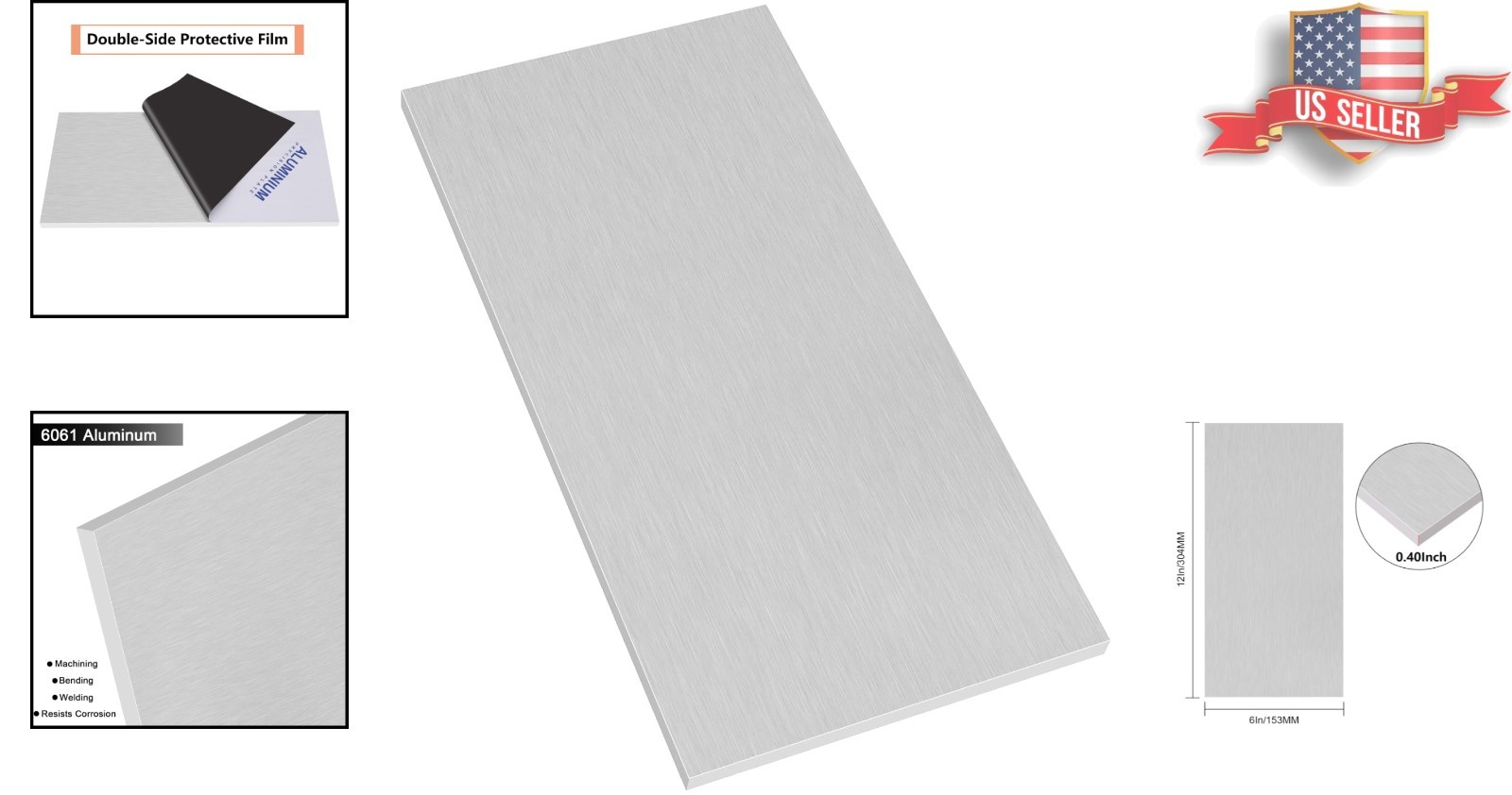 Flat 6061 Aluminum Plate 6x12x0.40 Inch – Quality for Crafts & Industry
