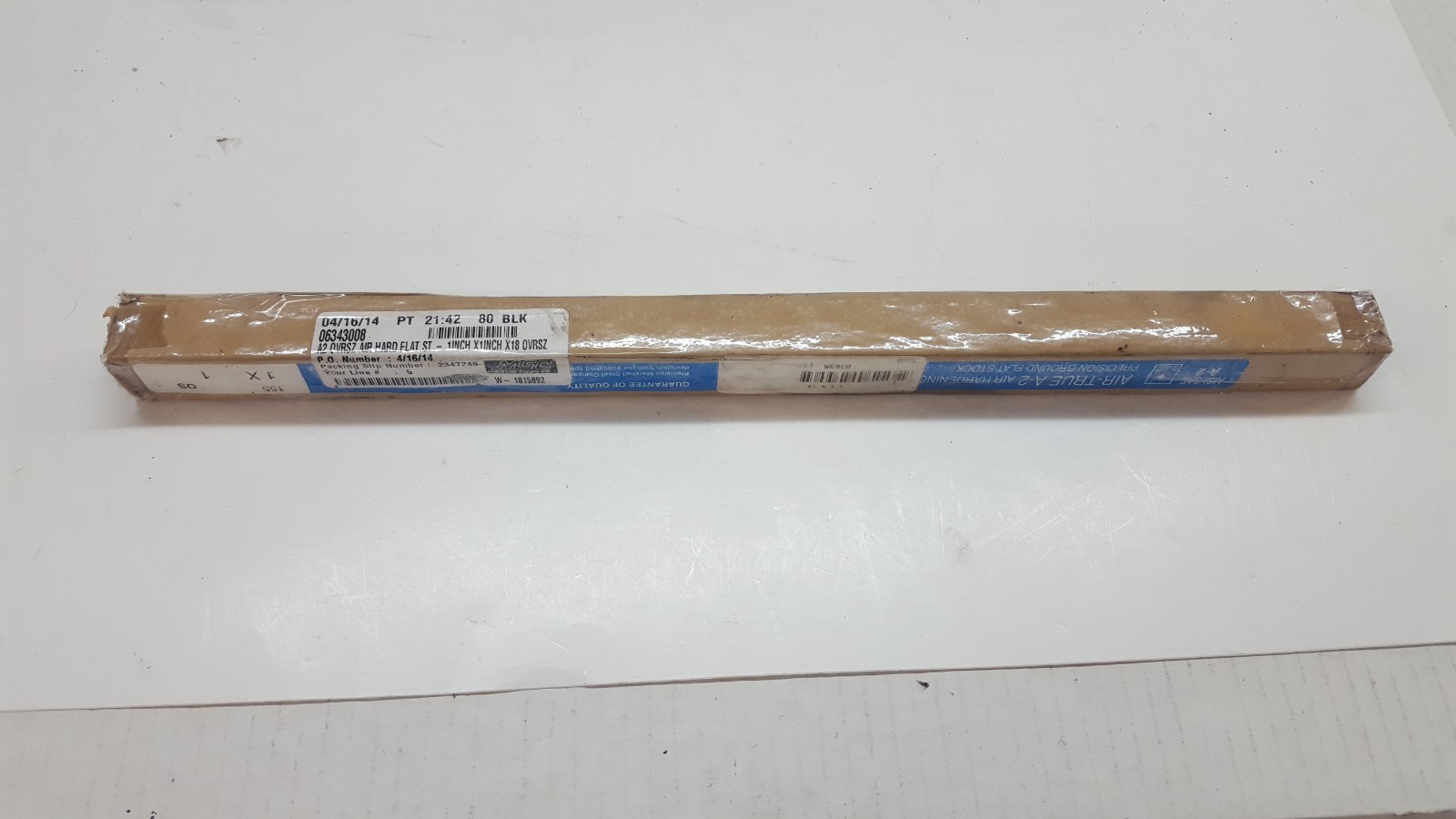 MSC 06343008 A2 Air Hardening Flat Stock 1″ x 1″ x 18″