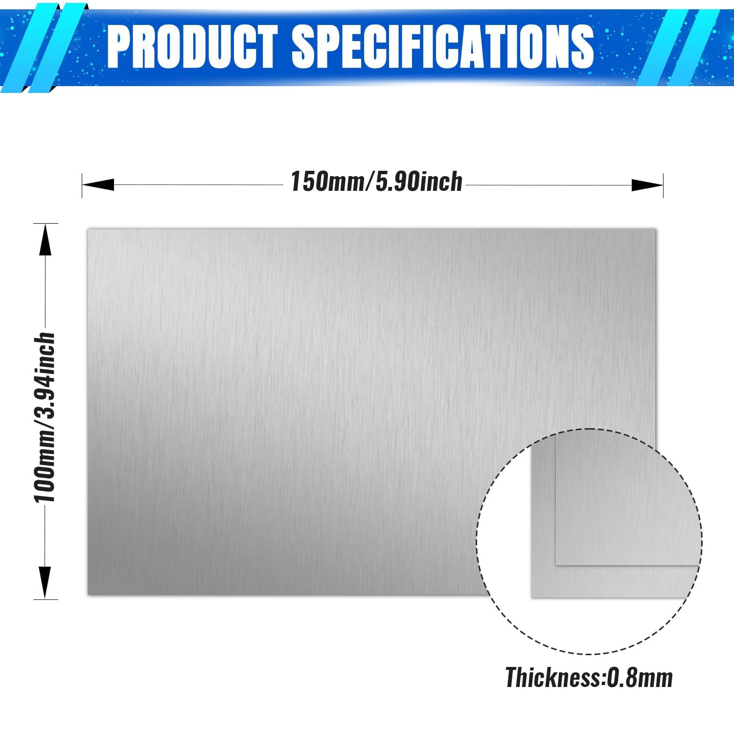 0.8Mm Stainless Steel Sheet 4X6 Inch, 430 Magnetic Stainless Steel Plate, 20 Gau