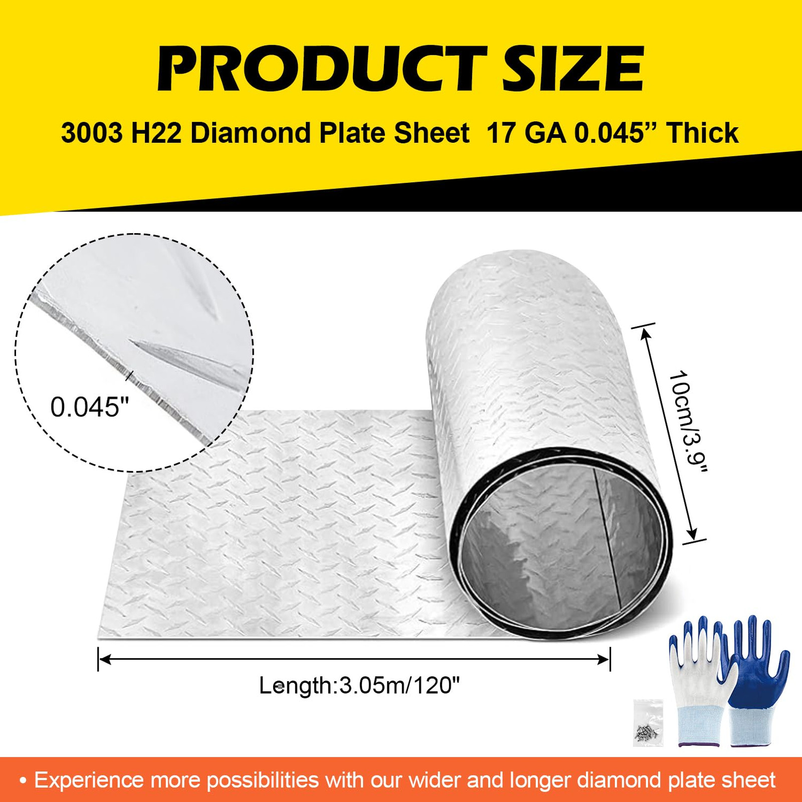 Diamond Plate Aluminum Sheet – 3003 H22, 17GA 0.045″ Thick, Heavy-Duty Aluminum