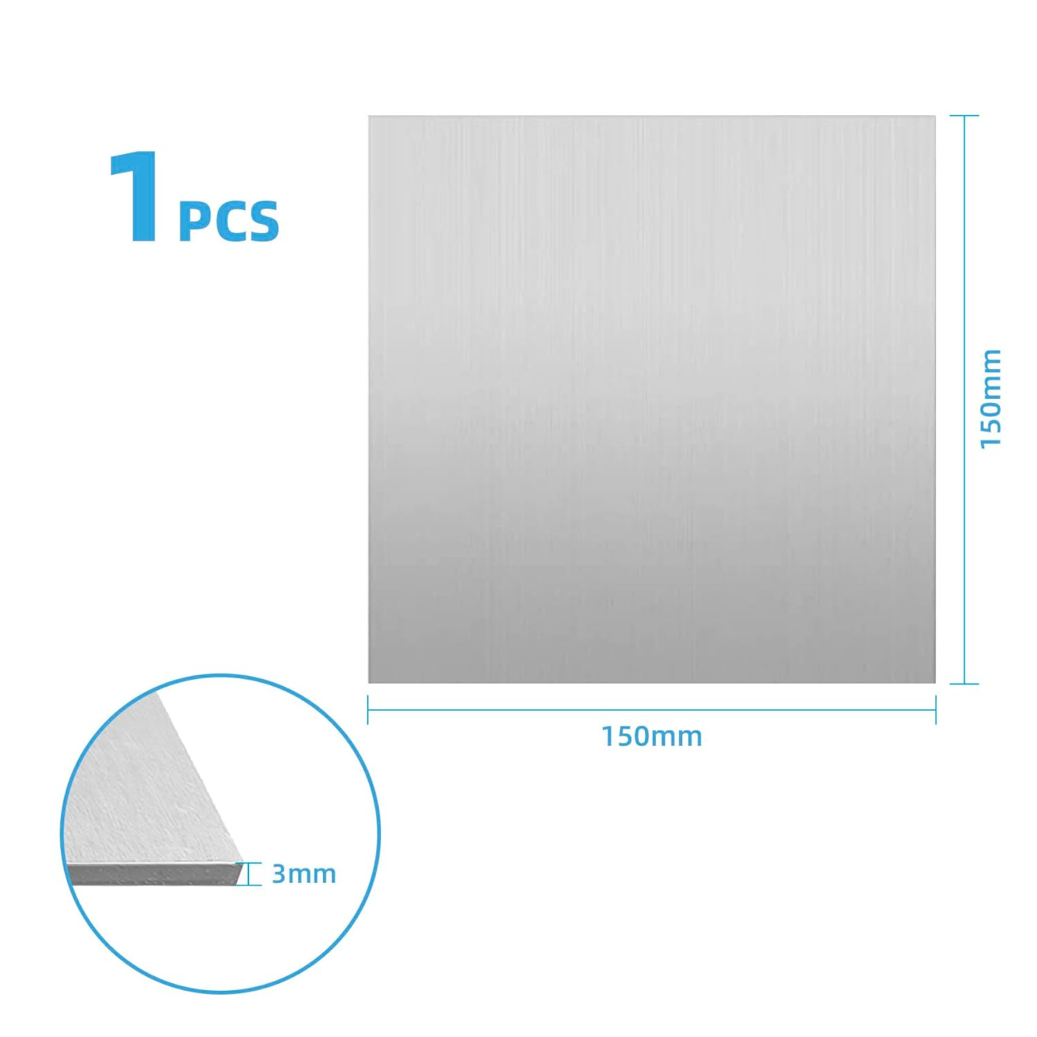 1PCS 304 Stainless Steel Sheet Metal 15Cm X 15Cm X 3Mm, Thickness 3Mm, 304 Squar
