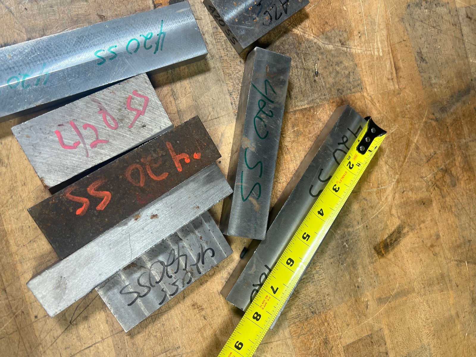 420 Stainless steel SS flat bar stock , tool steel lot, cut offs knife making