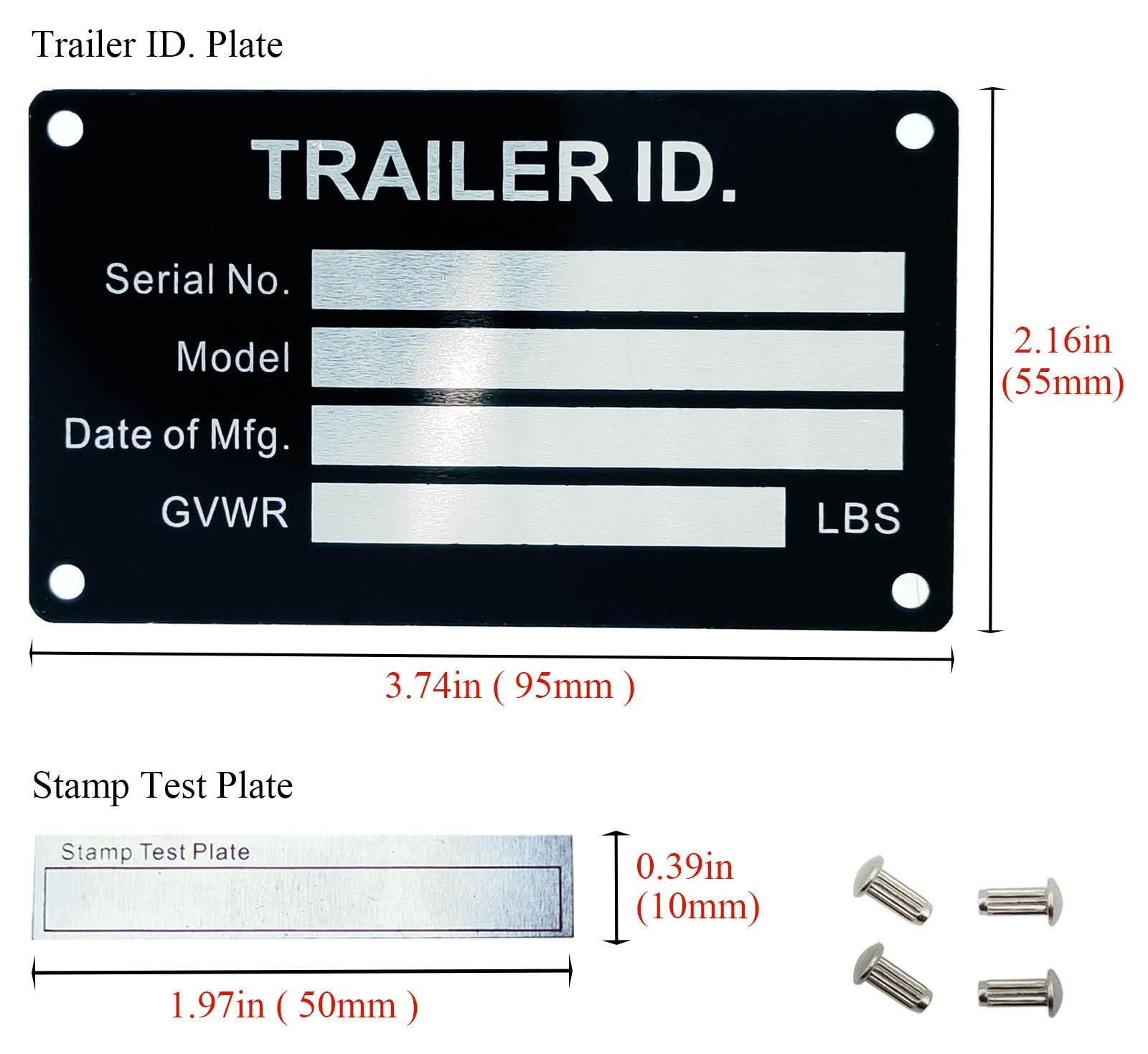 Blank Aluminum ID Plates Metal Identification Plates for Equipment