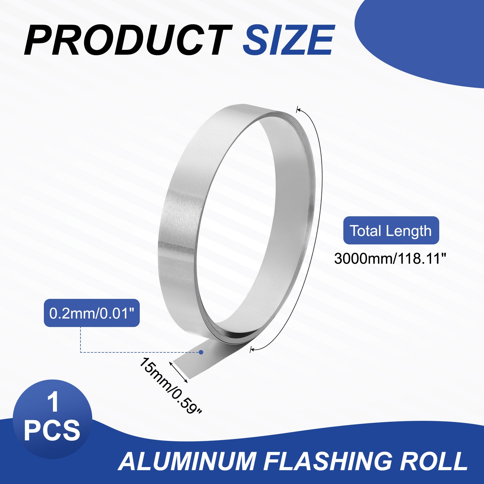 Aluminum Flashing Roll, 3000mm x 15mm x 0.2mm 1060 Aluminum Metal Roll