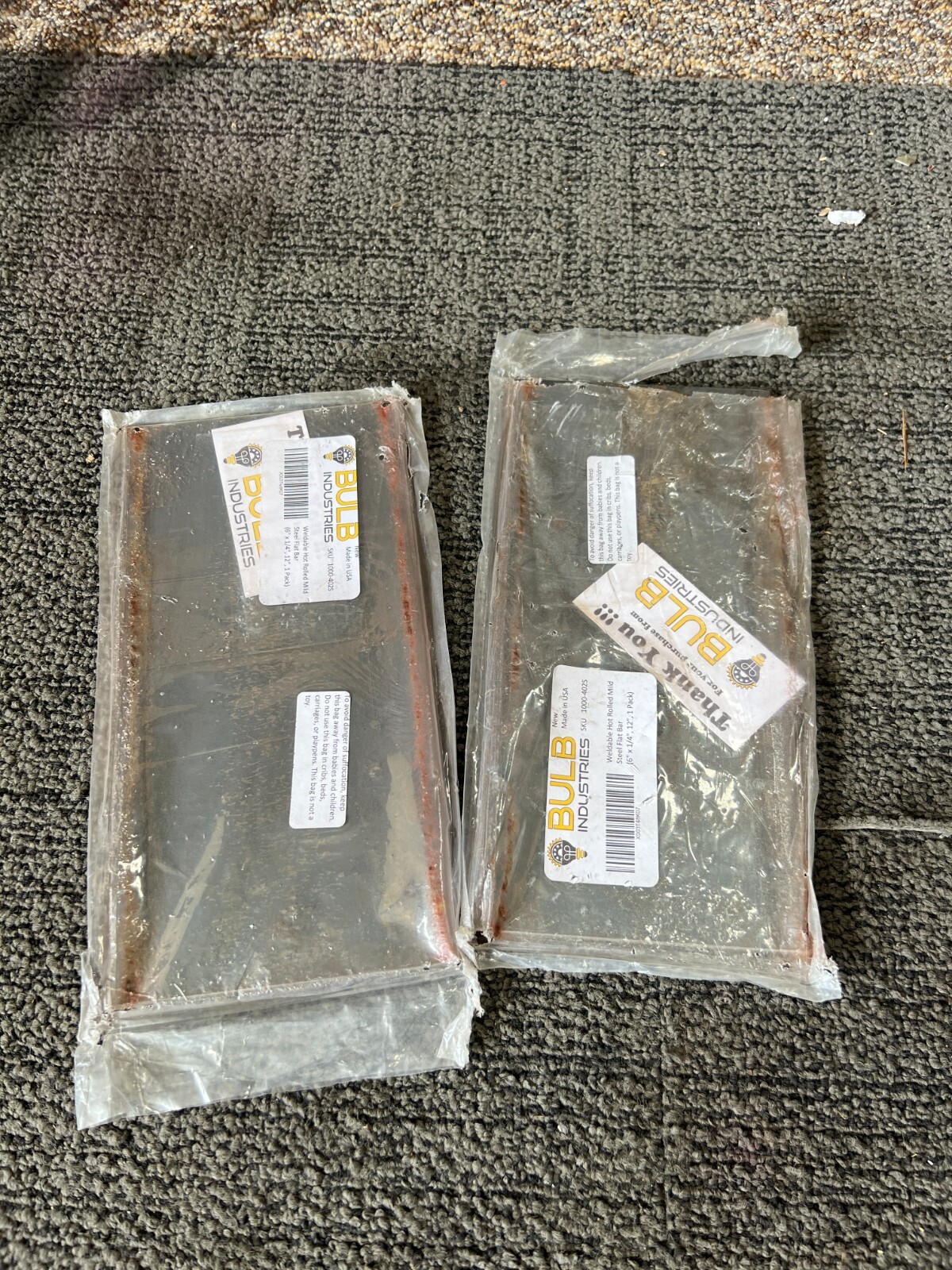 Pack of 2 BULB Industries Weldable Hot Rolled Mild Steel Flat Bar 6″ x1/4″x 12″