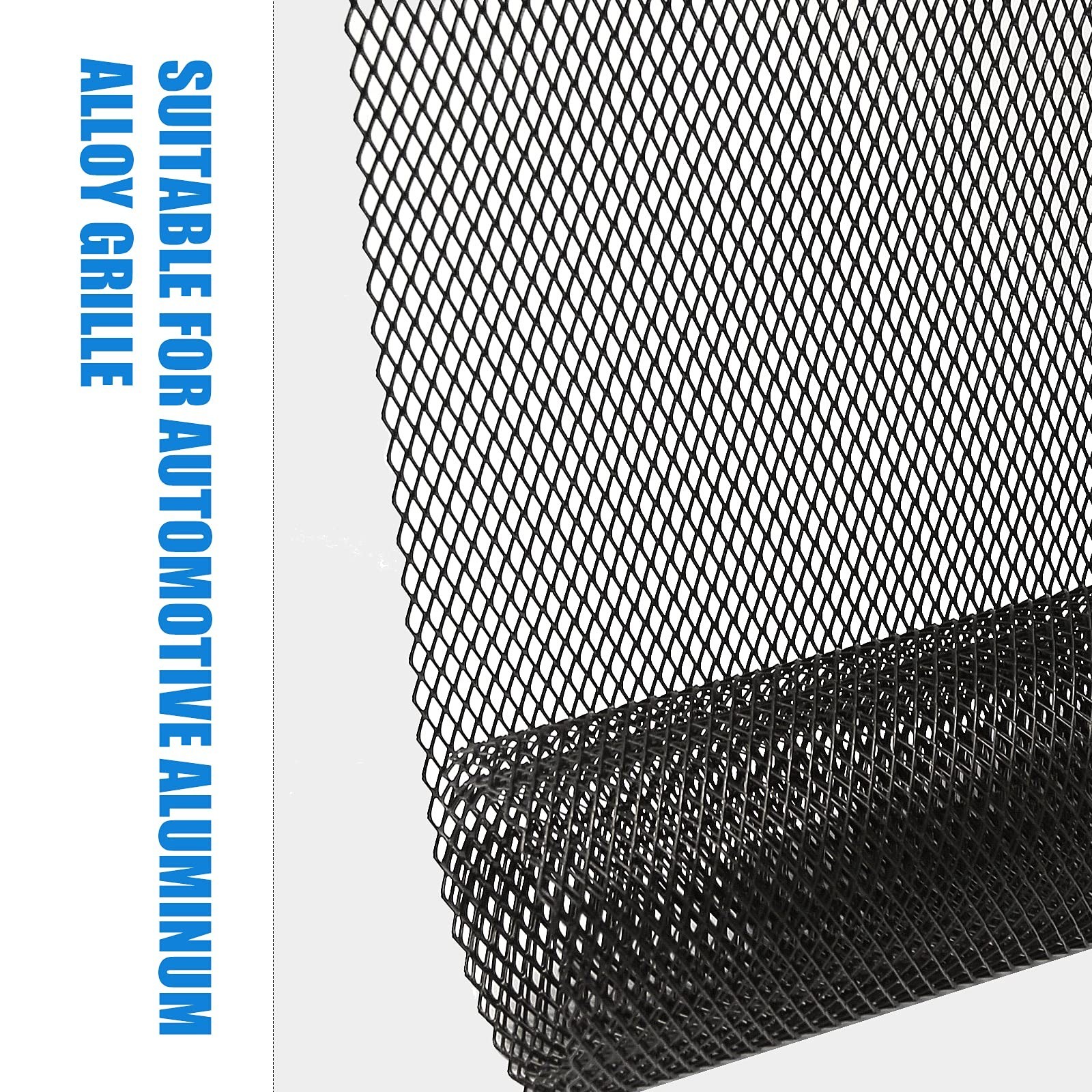 Universal Car Grill Mesh 40″x13″ Black Painted Rhombic-Shape Grids Aluminum A…