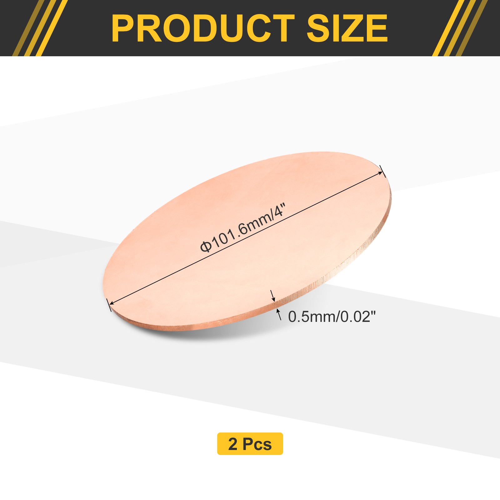 2Pcs Copper Round Plate, 0.02″ Thick 4″ Dia C1100 Pure Copper Sheet