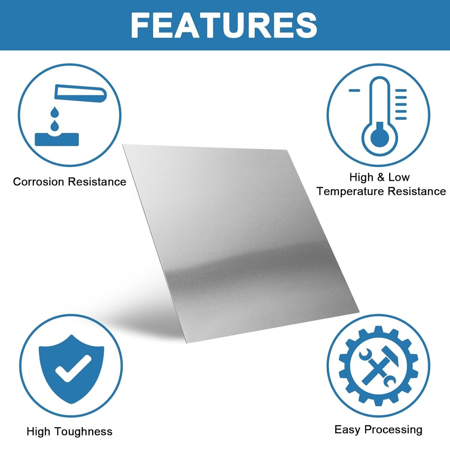 Square 304 Stainless Steel Sheet 12″ x 12″ with Snow Frosted Surface