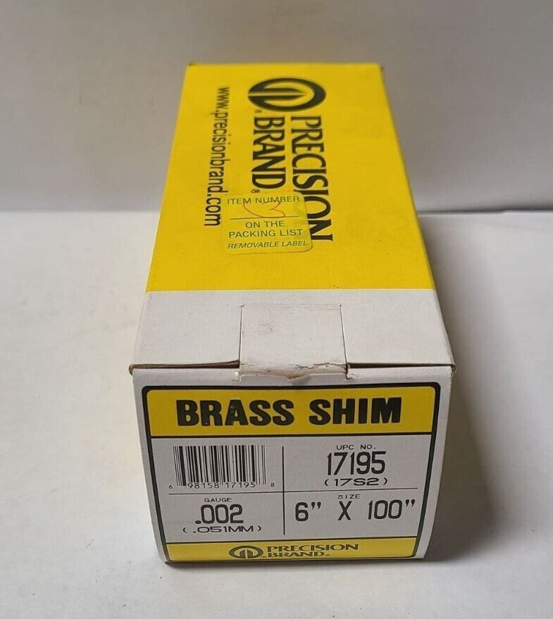 Precision Brand Brass Shim Stock 6″ x 100″ 17195 0.002
