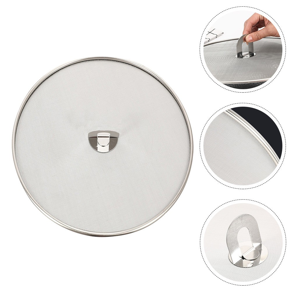 Silver Mesh Stainless Steel Pot Cover Anti Spill Lid Reusable Oil Splatter Guard