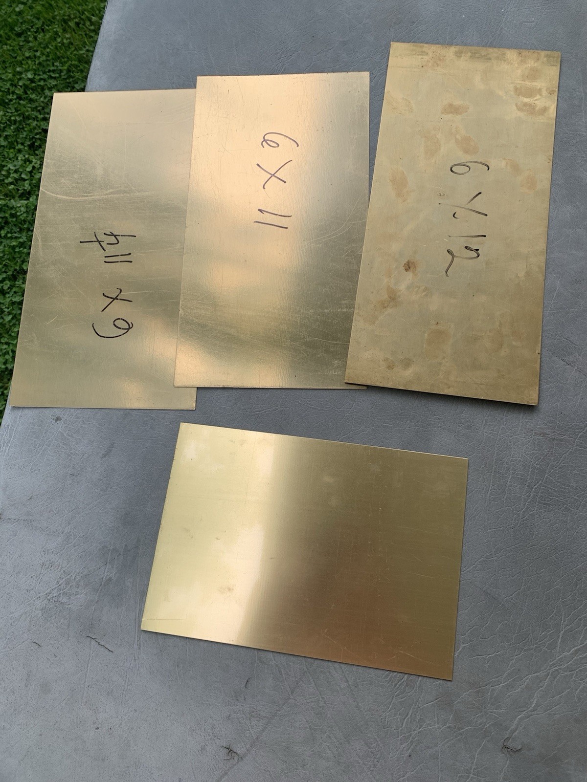 .020” Sheet Brass, Satin Brass With Peel Coat, All 4 Pieces
