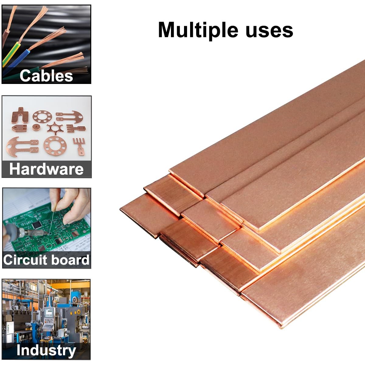 5PCS C110 Copper Flat Bar, 0.02 Thickness x 1.0 Width x 15.7 Length Copper Fl…