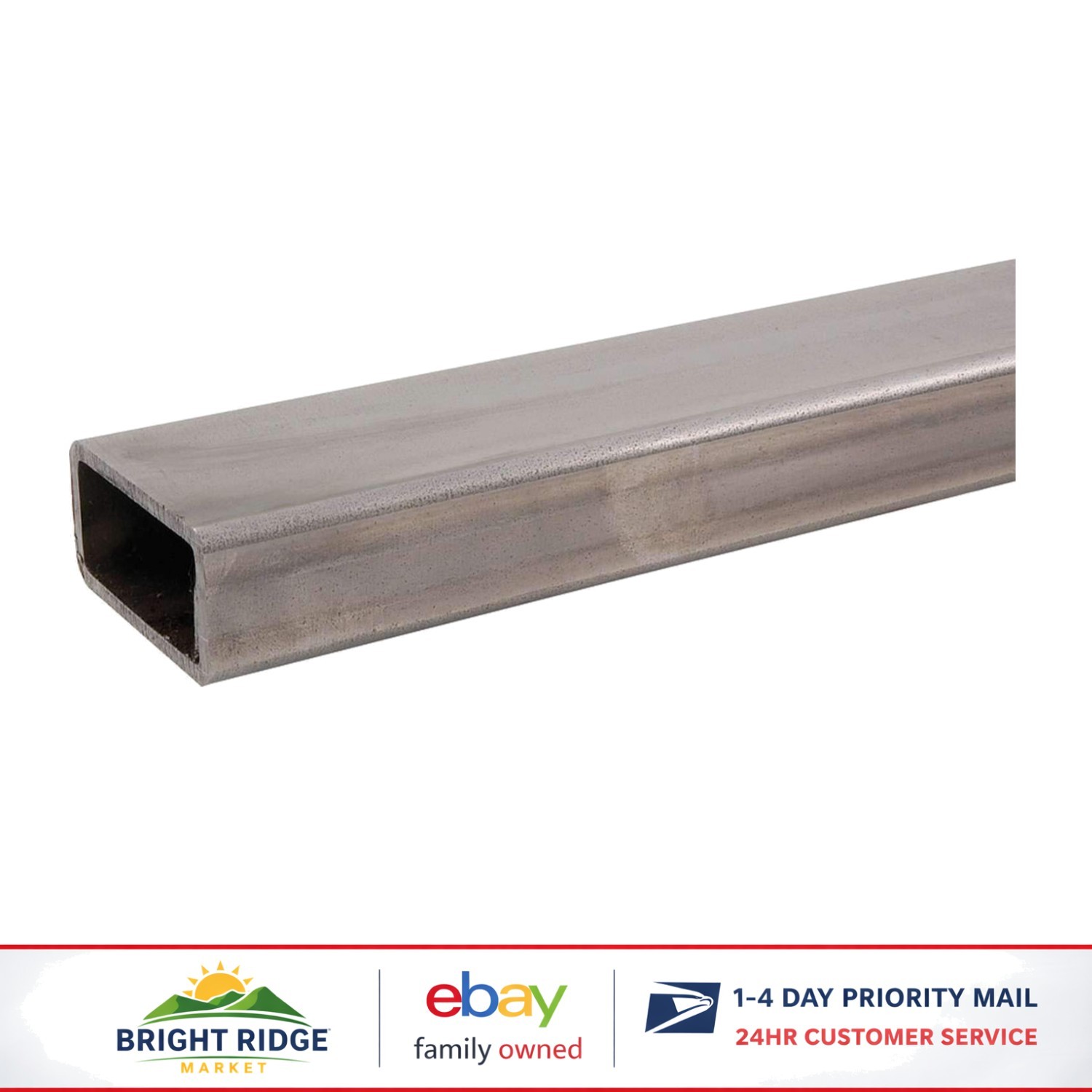 Rectangular Steel Tube, 4 Foot Length, 1×2 Inch Dimensions, Wall Thickness 0.120
