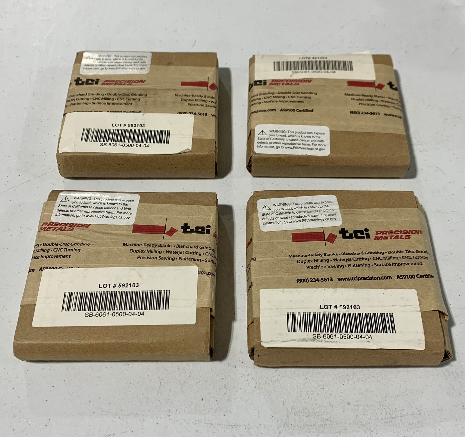*Lot of 4* tci SB-6061-0500-04-04 .500″ X 4.000″ X 4.000″ 6061-T651 Aluminum NEW