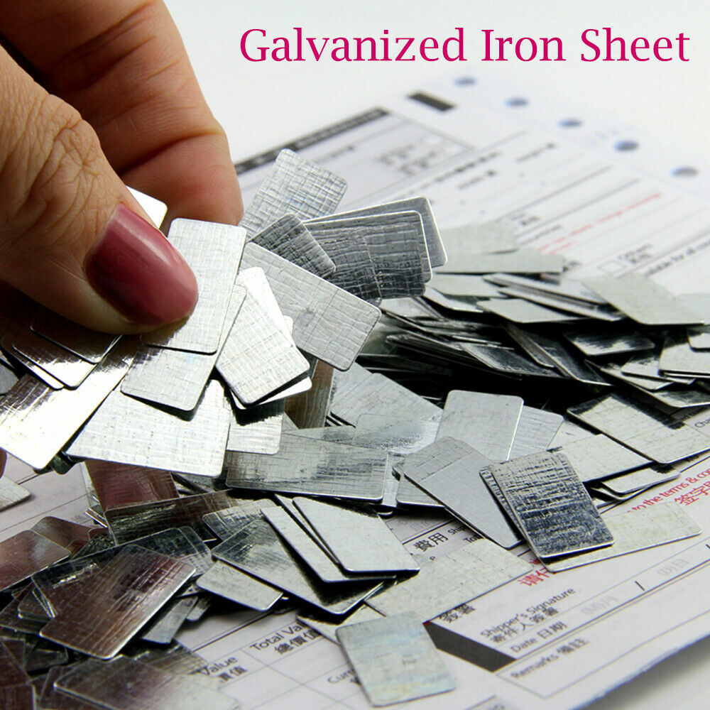 100PCS Galvanized Iron Sheet Plate Zinc Plated Metal DIY Craft 20 10 0.3mm