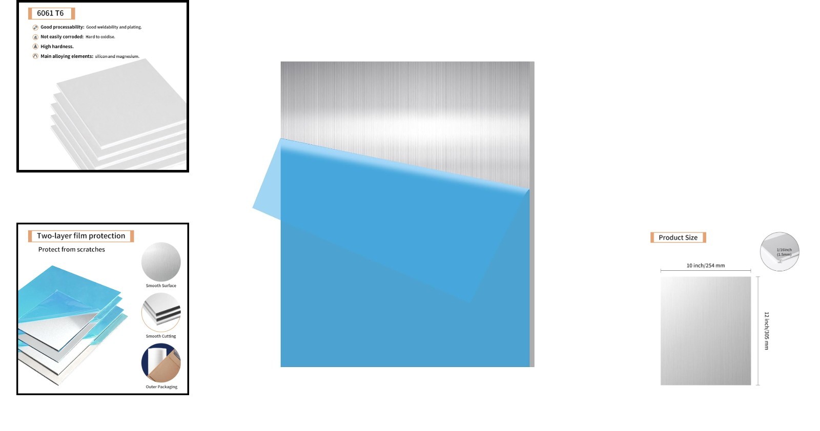 Heat Treatable Aluminum Sheet Metal 1/16″ x 10″ x 12″ – Versatile Applications