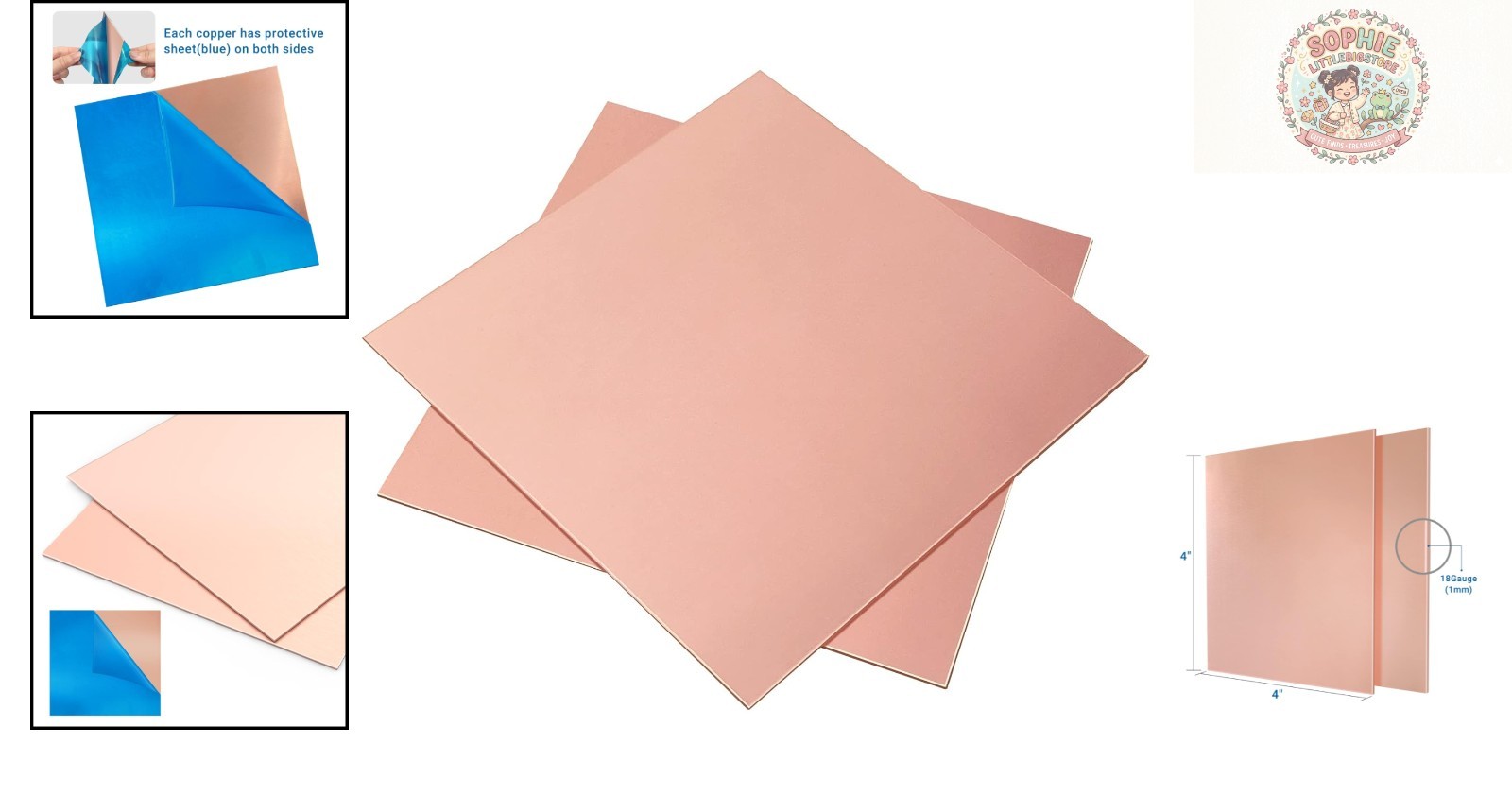 Quality 99.9% Copper Sheet Set – 2 Pieces, 4″ x 4″ for Creative Projects