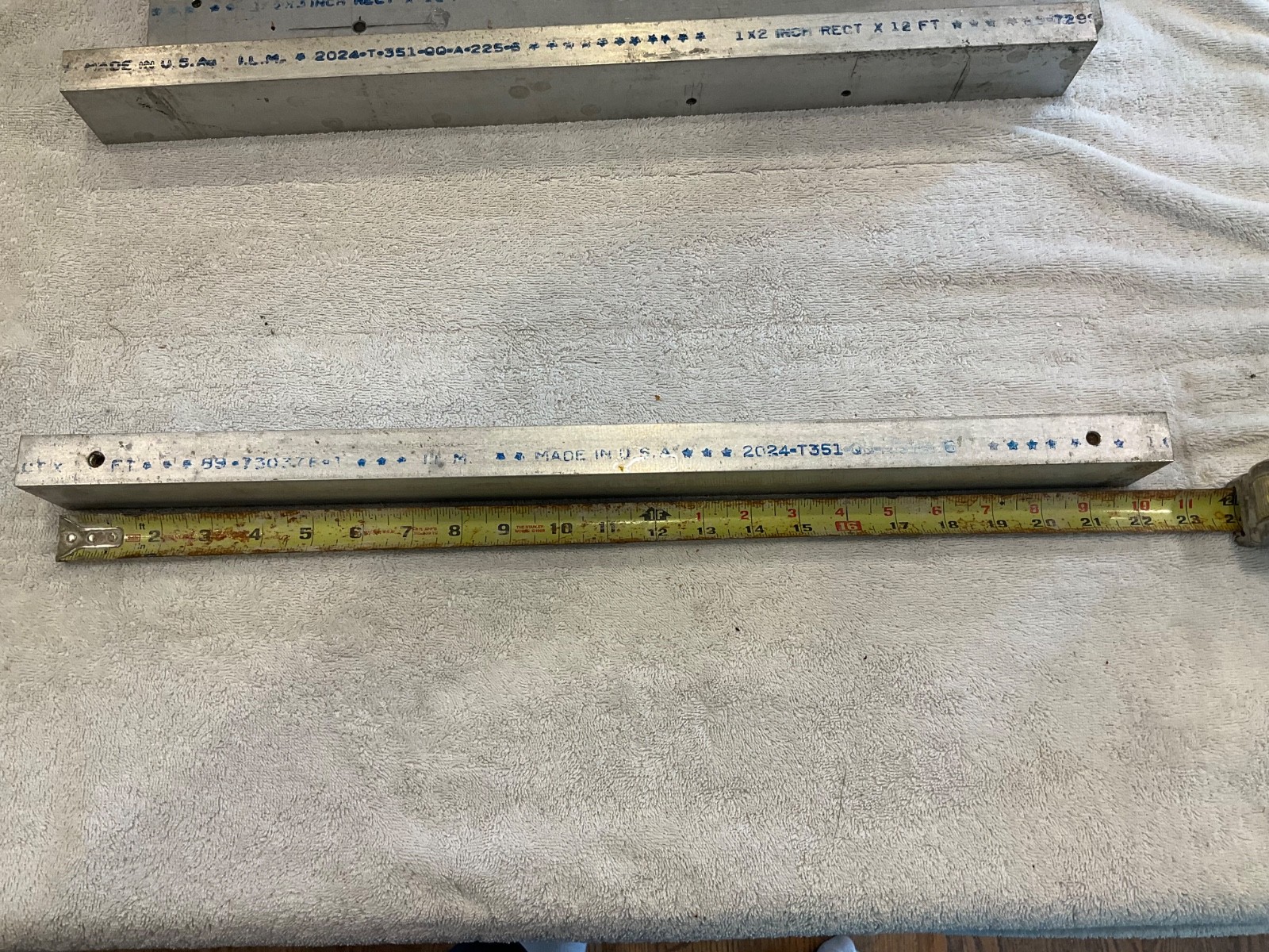 2024-T351 Aluminum Rectangular Tubing Bar Stock 1×2″ x 22″ USA Aircraft