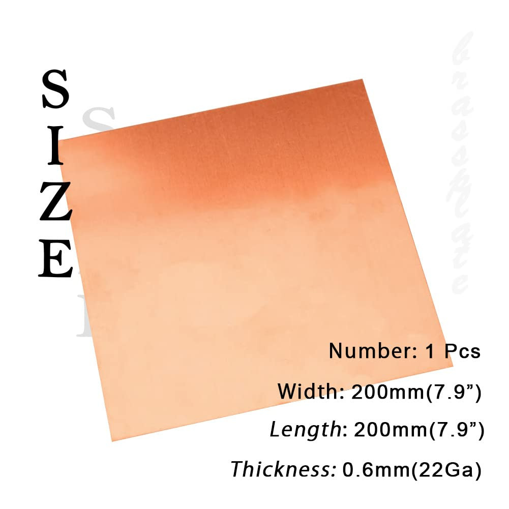 22 Gauge 99.9% Pure Copper Sheet, 1 Pcs Copper Plates Brass Plates for Jewelry