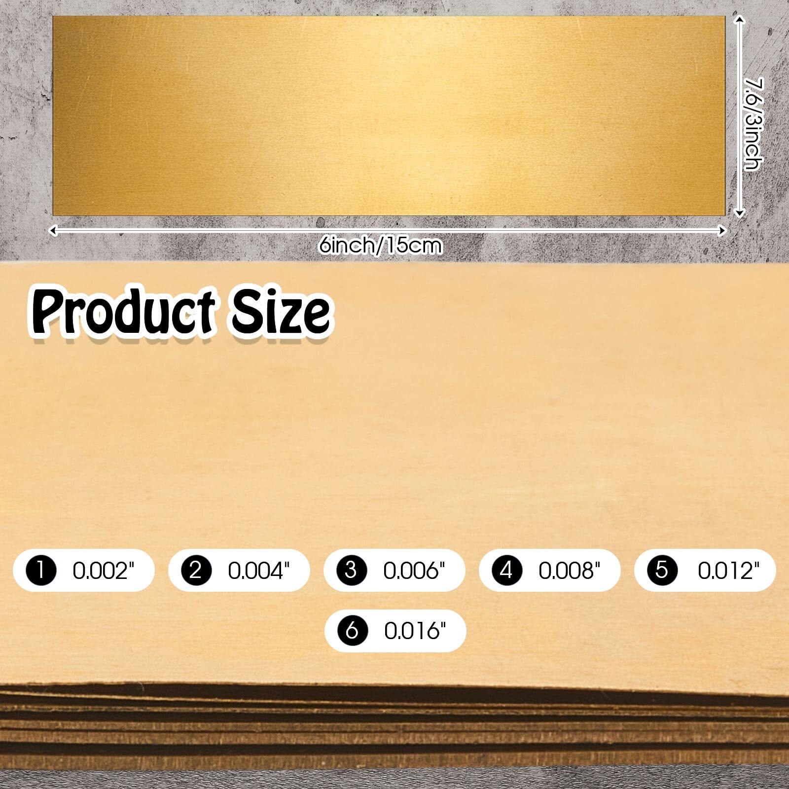 Brass Strip, Brass Sheet Brass Shim Stock Assortment Metal Shims- 6 Pcs,6×3 Inch