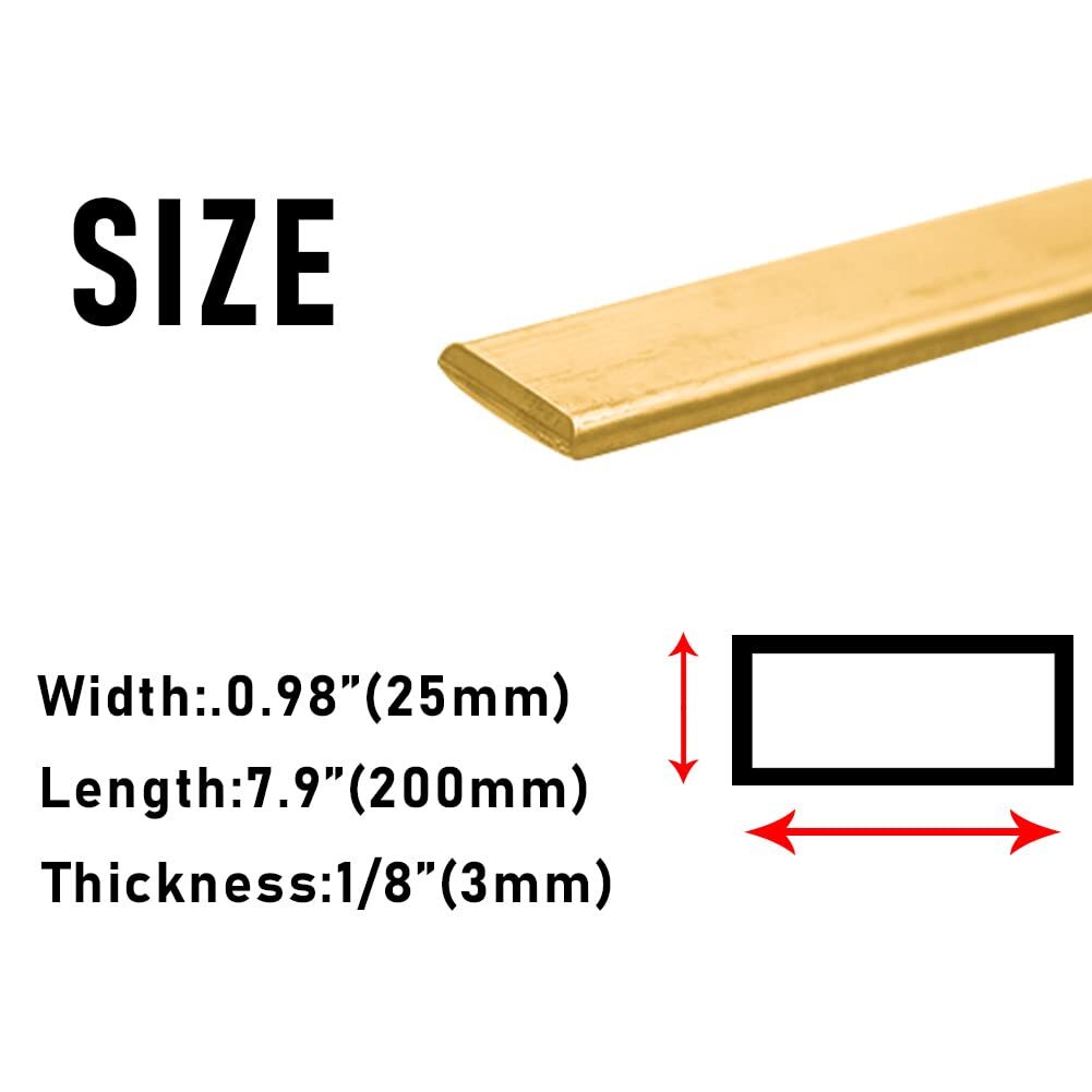 1/8″ x 1″ x 8″ Brass Flat Bar 9 Gauge Metal Brass Sheet Stock for Models Craf…