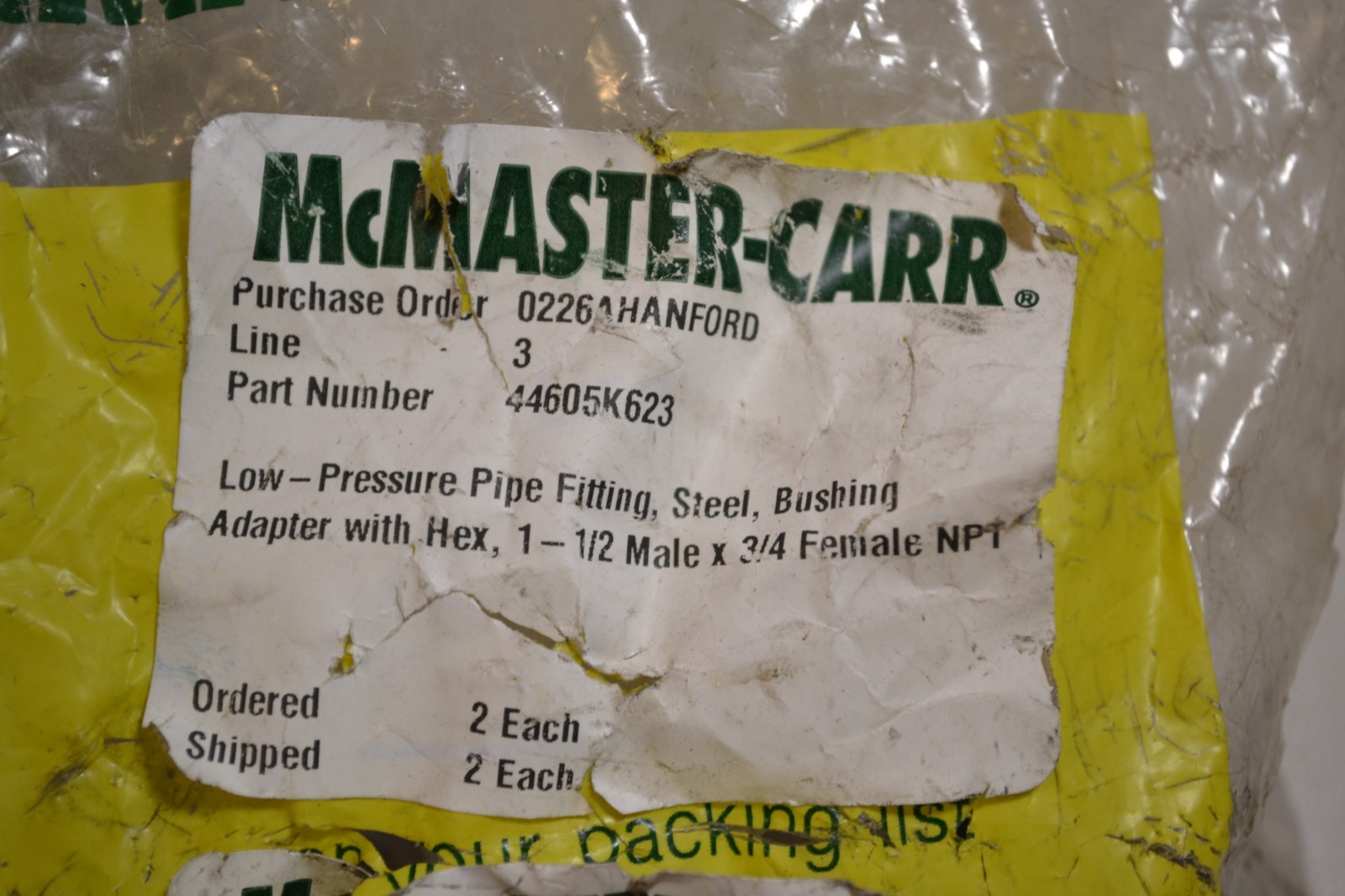 2 Pack McMaster-Carr 44605K623 297-3826