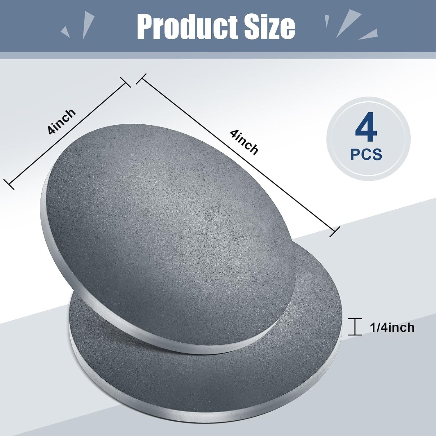 4 Pack of 4″ Dia x 1/4″ Thick Weldable A36 Steel Plates for Versatile Projects
