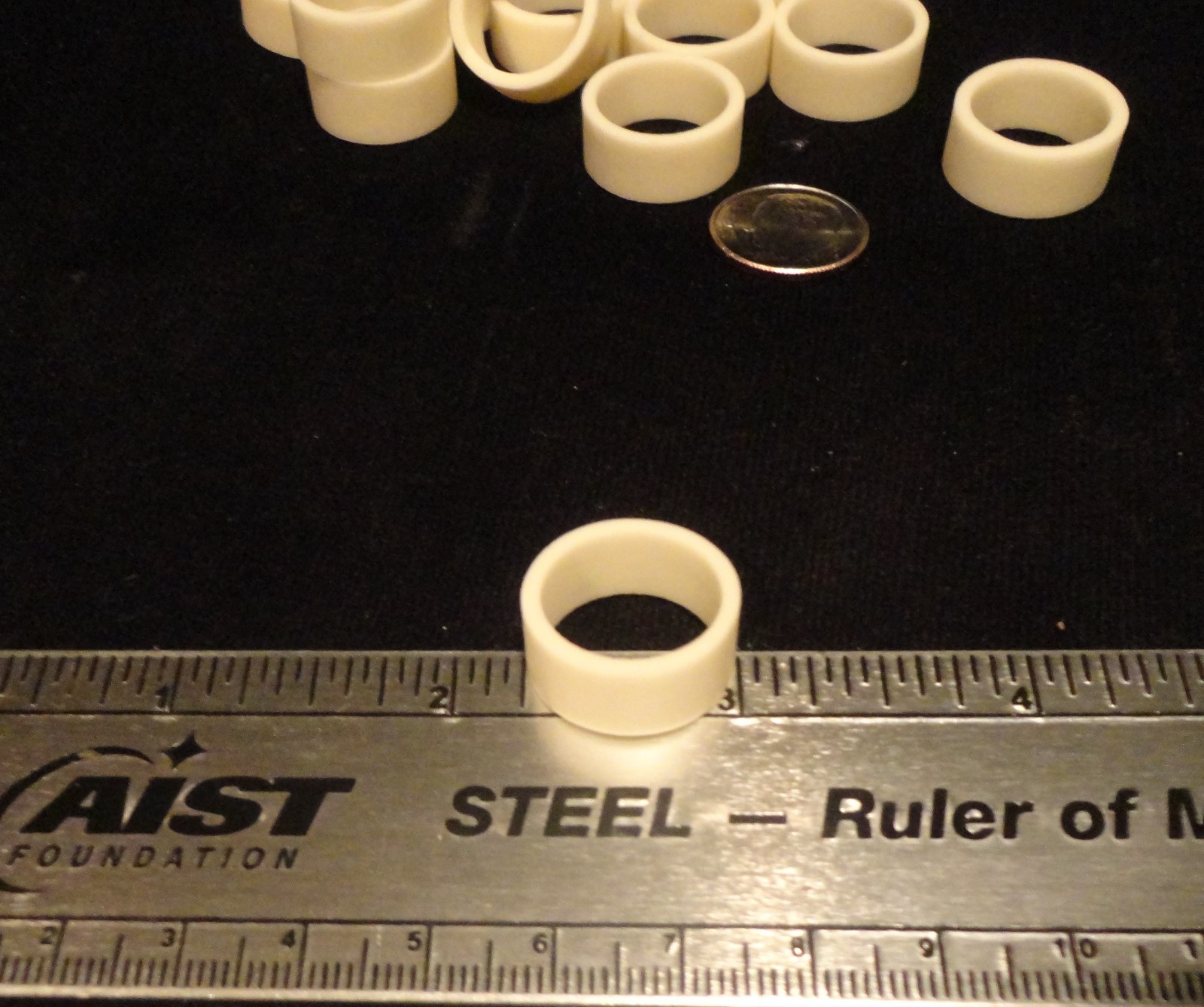 LOT OF SIX (6) 0.315″L HIGH PURITY ALUMINA CERAMIC RING SPACER SLEEVE No.:114B