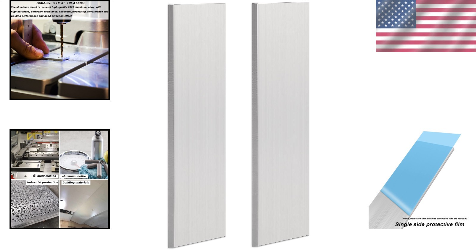 Industrial 6061 Aluminum Plate 2-Pack 3mmx50mmx305mm T6511 Square Bar