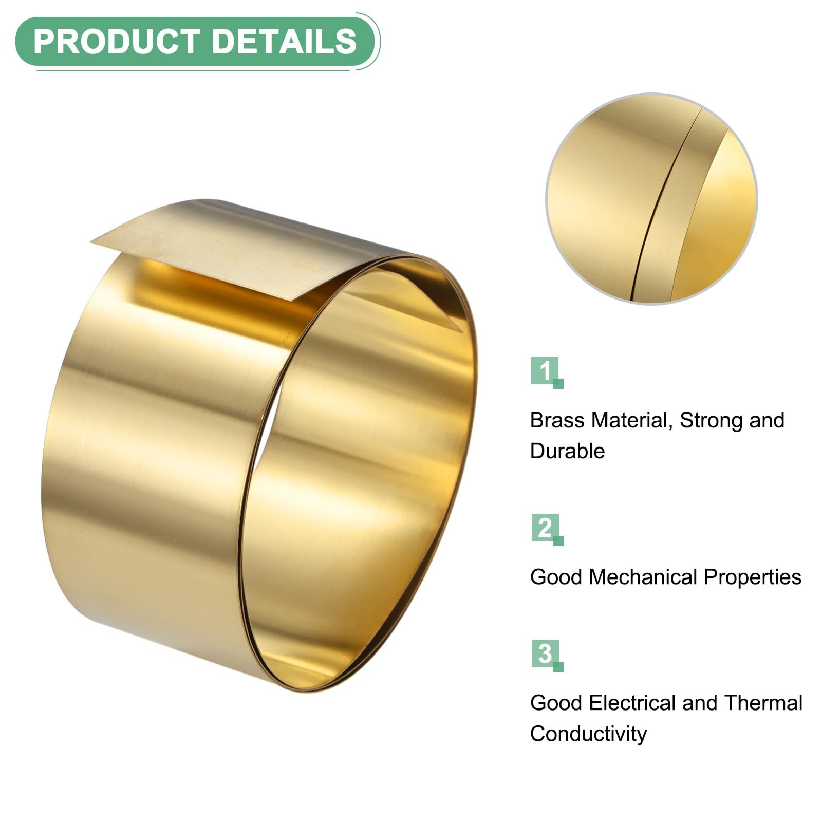 Hardware Metal Brass Sheet Plate Foil Roll For Crafts DIY 39x2x0.016 Inch