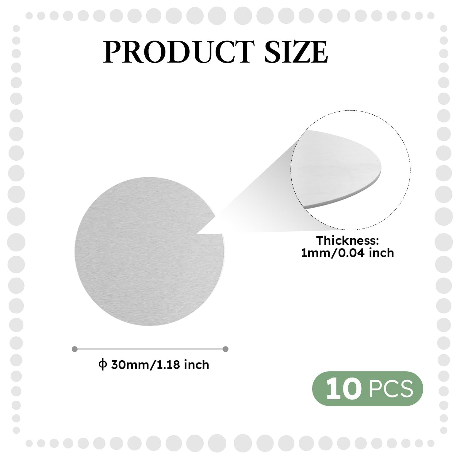 10Pcs Aluminum Disc, Diameter 1.18″ (30Mm) Thickness 0.04″(1Mm) round Aluminum P
