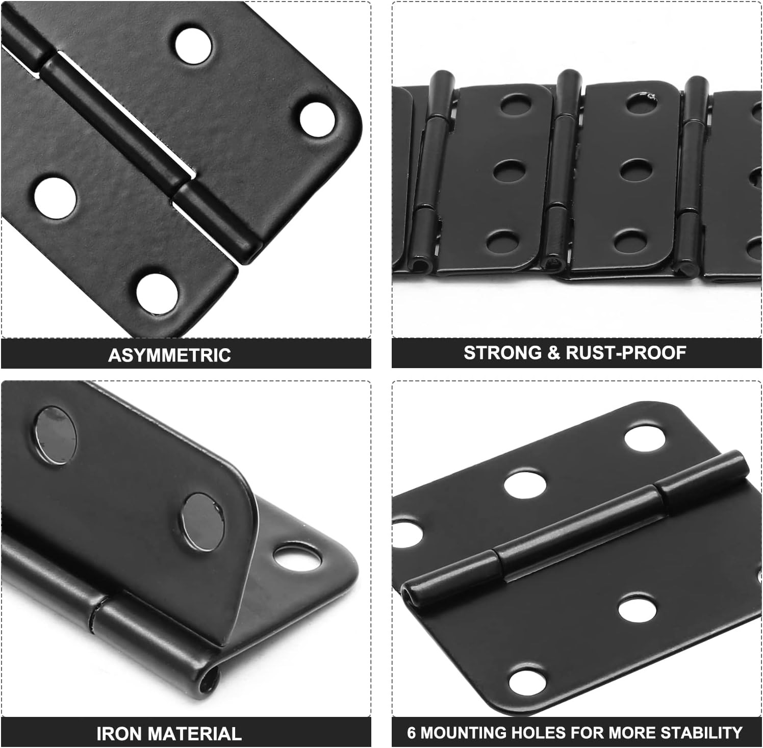 24Pcs 1-1/2 Inch Length Black Metal Butt 1.5 x 1.3inch (24Pcs), Matte