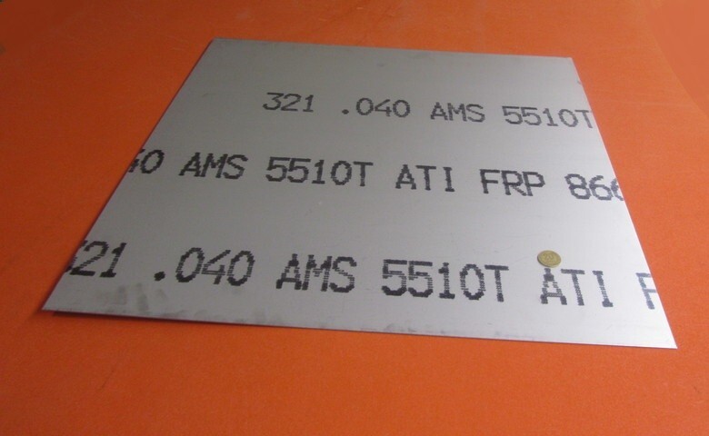 321 Weldable Stainless Steel Sheet, .040″ Thick x 24″ Wide x 24″ Length
