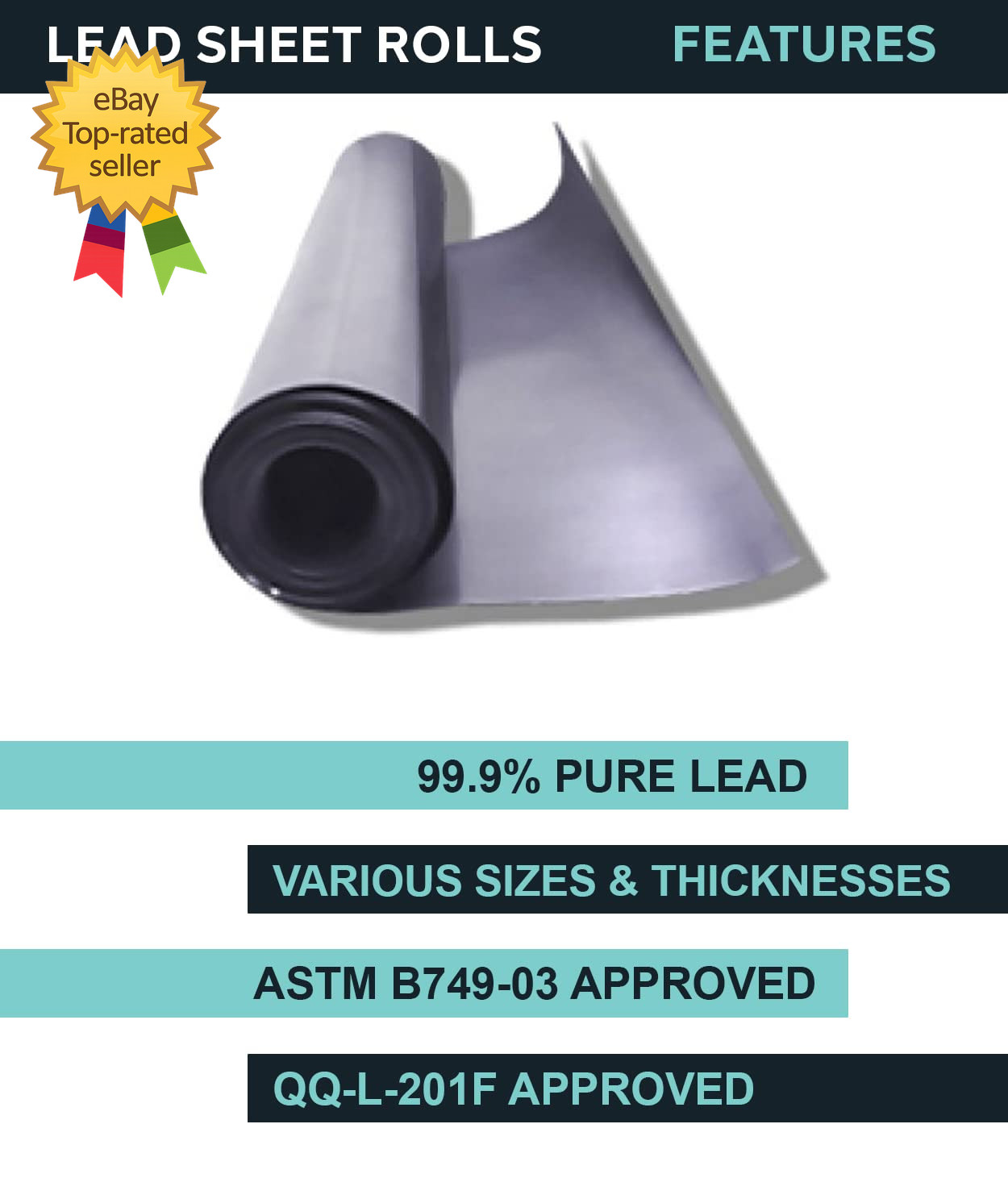 Lead Sheeting Sheet Lead Rolls 1/16 X 12 X 12