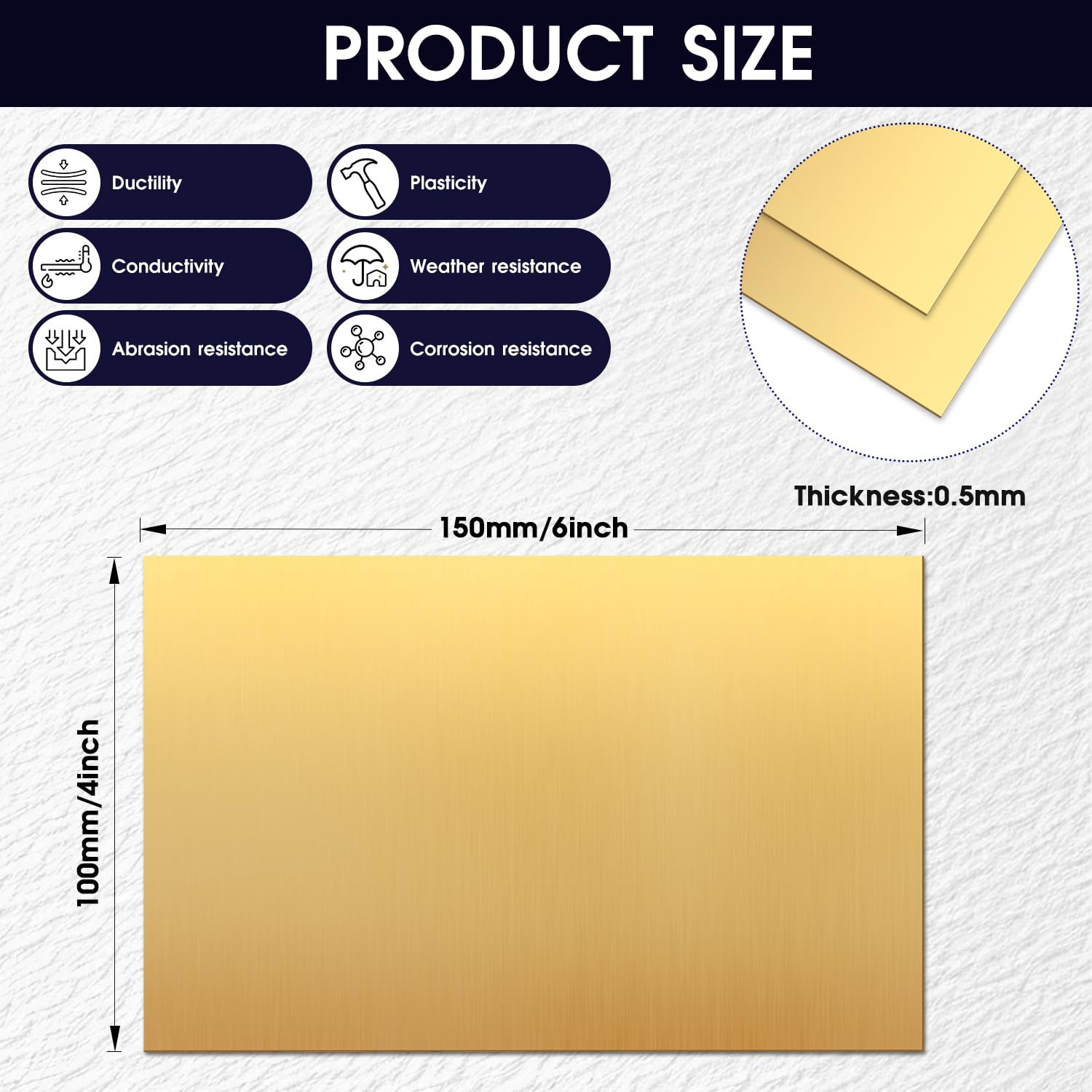 2 Pcs Brass Sheet,4 x 6,24 Gauge0.5mm Thickness, 99.9 Pure Brass Plate,for En…