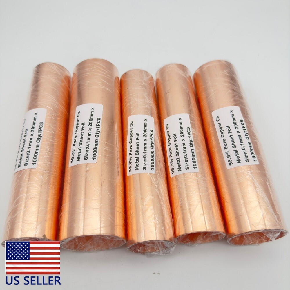 1PCS 0.1mm x 200mm x 1000mm 99.9% Pure Copper Cu Metal Sheet Foil