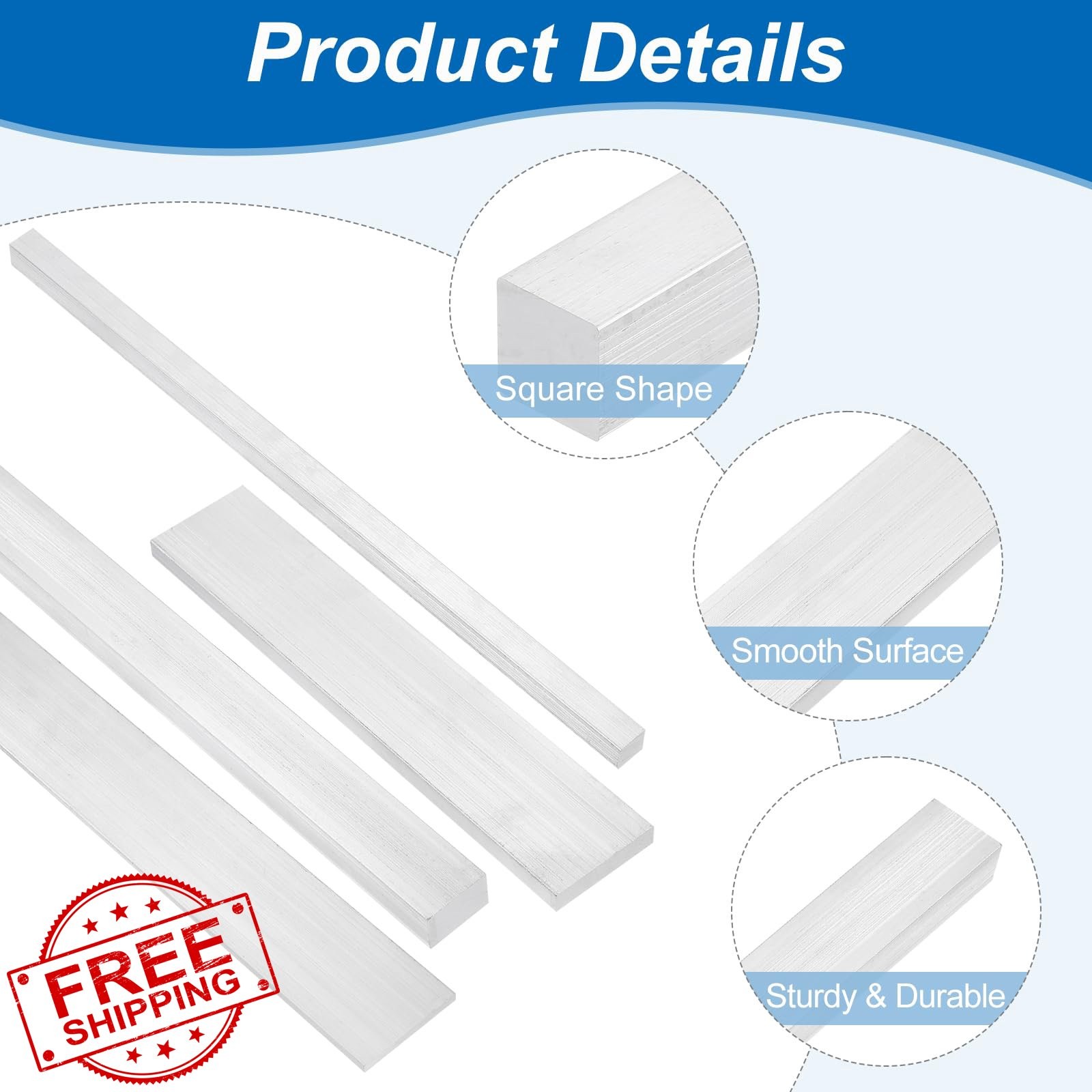 uxcell Aluminum Flat Bar 1/2″T x 1-3/4″W x 12″L