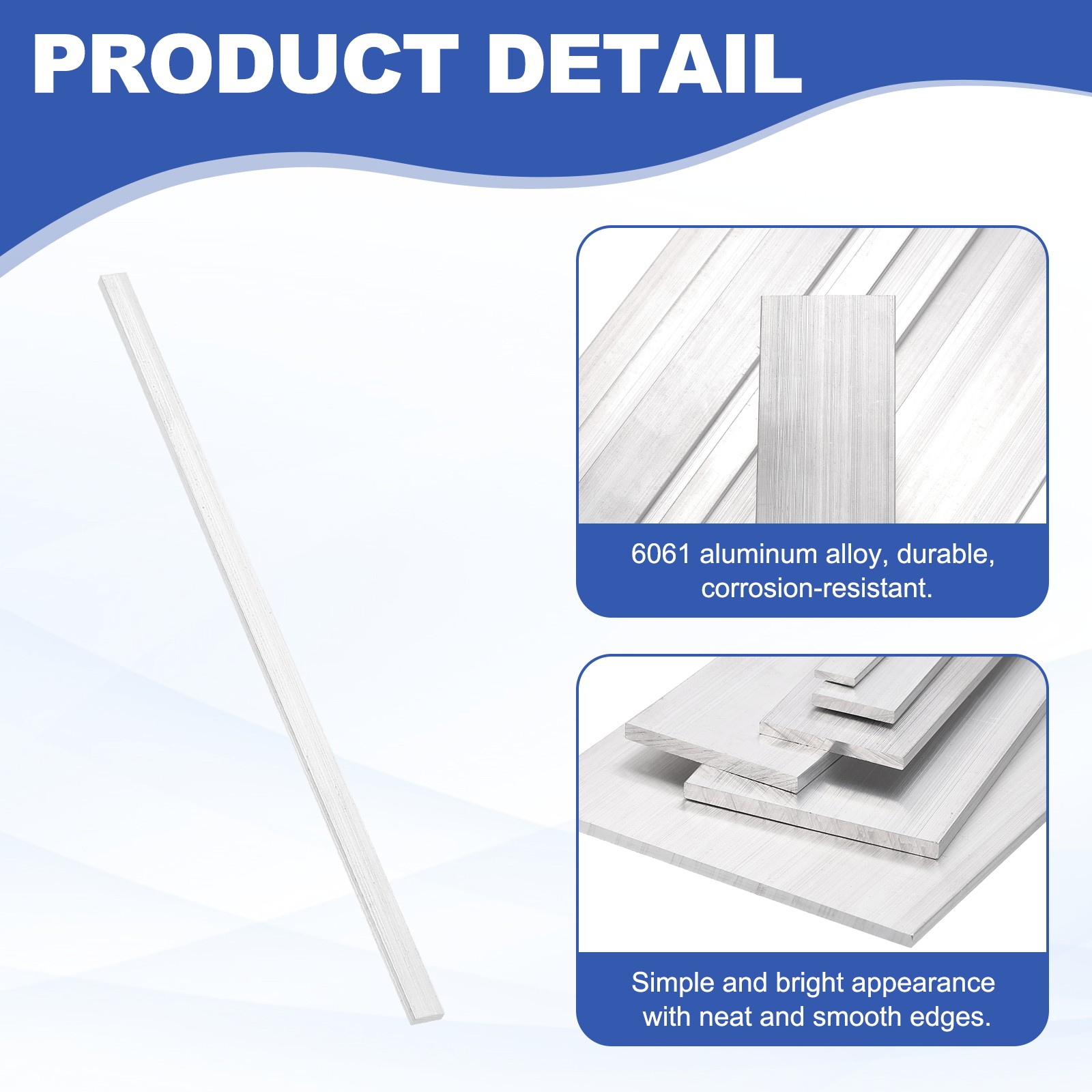 Square Aluminum Flat Bar,4 x 15 x 305mm T6511 Solid New Mill Stock,2Set