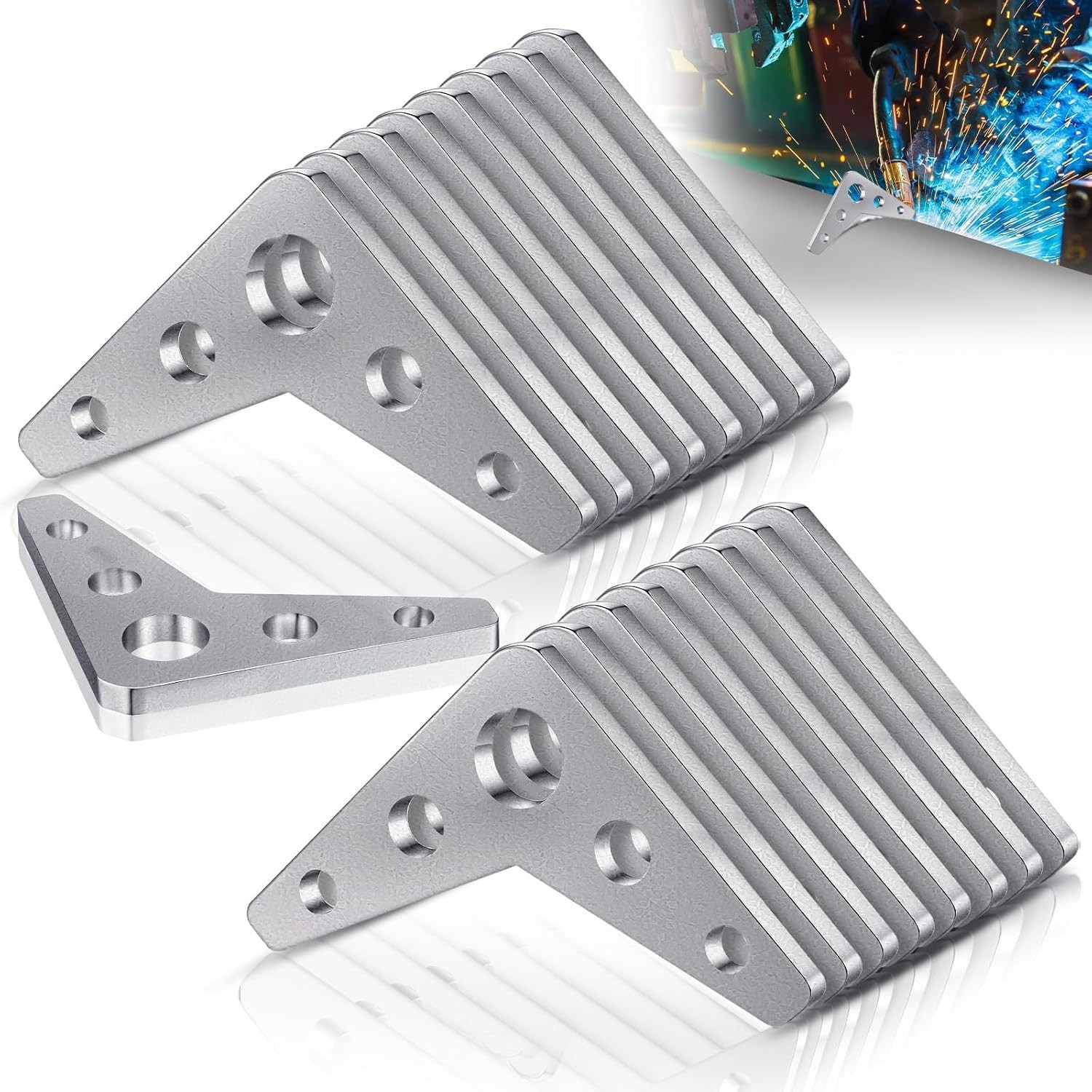 10 Pack 1/4″ Thick Steel Weld on Gussets, 3″x3″ Heavy Duty 90-Degree Triangle…
