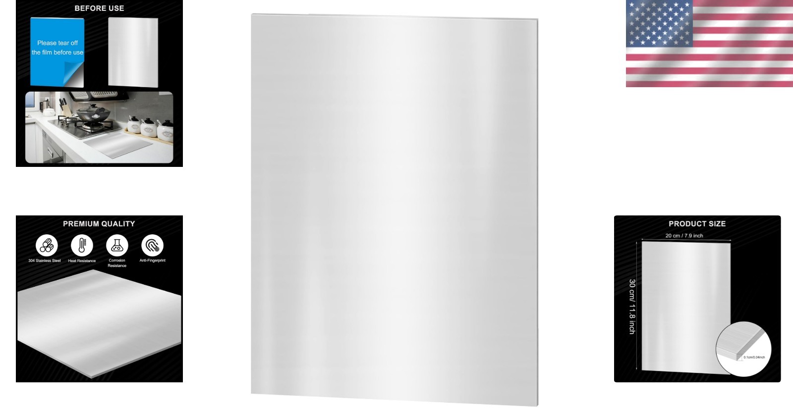Rust-Resistant 304 Steel Shim Plates 12″ x 8″ for Home & Craft Projects
