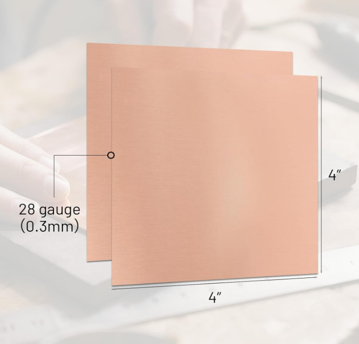 2 Pcs 99.9%+ Pure Copper Sheet, 6″ x 6″, 28 Gauge Thickness Copper Plates, 153 x