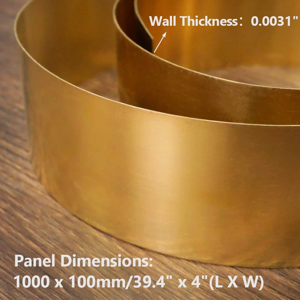 Copper Metal Brass Sheet Roll Film Foil Plate Strip 1000x100x0.08mm 4 Inch