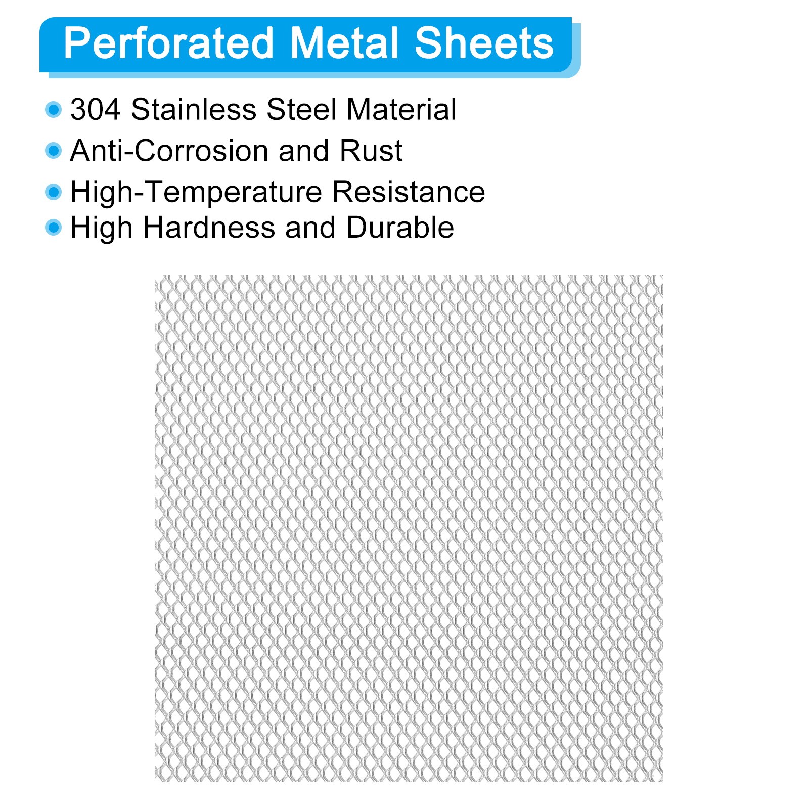 4″L x 4″W Universal Car Grill Mesh, 4Pcs 3x4mm Diamond Hole, Silver Tone